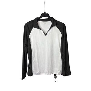 Jack Smith Womens Activewear Top Size XL Long Sleeve Polo White Black New
